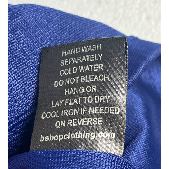 Be Bop Sleeveless A-Line Dress Women's L Blue Scoop Neck Sheer Lined Drawstring - Picture 5 of 6